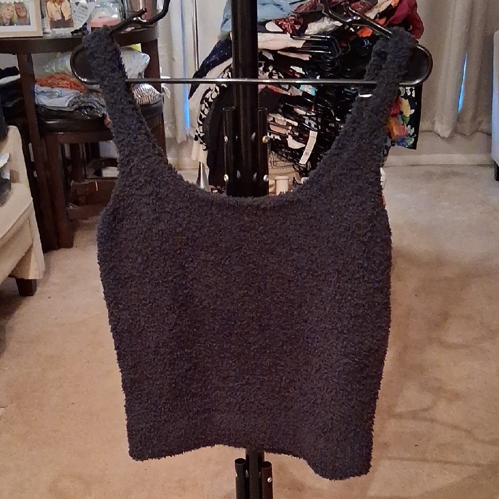 SKIMS Charcoal Knit Crop Top